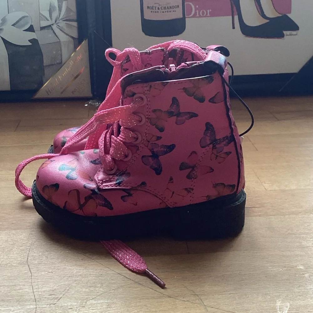 Pink Butterfly Kids Boots